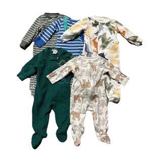 Baby Boy Footie Pajamas Animals Dinosaurs Size 3-6 Months